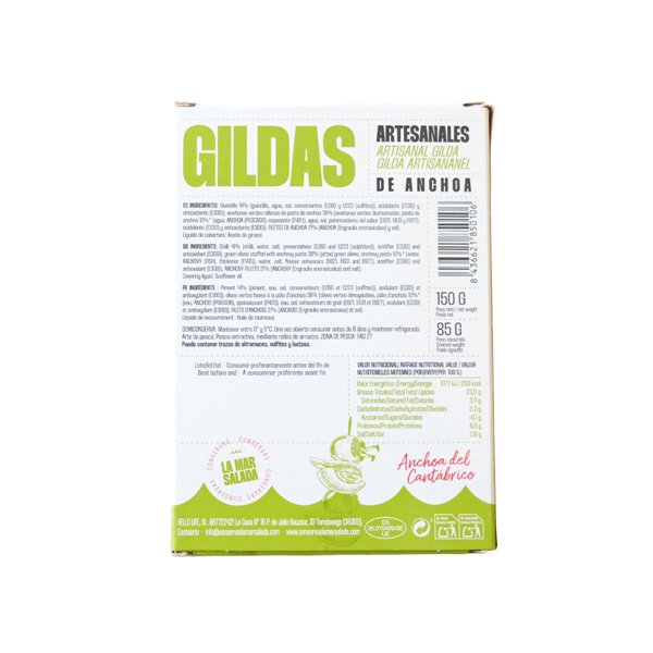 Das Salzige Meer, handwerkliche Gilda aus dem Kantabrischen Meer, in Sonnenblumenöl, Schalen à 150 g, 6 Stück (Packung mit 4)-detalle