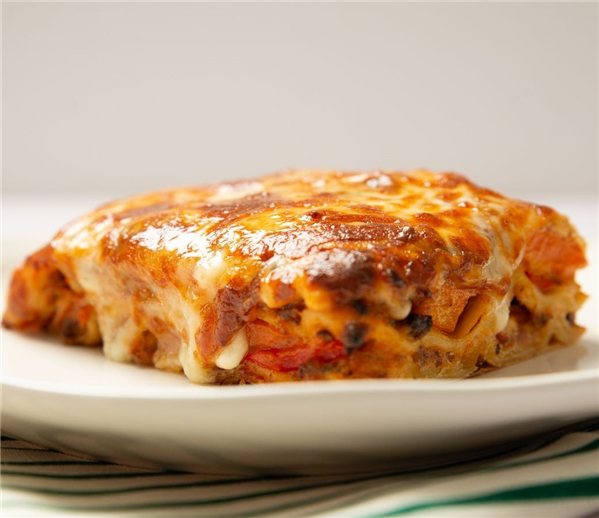 Lasaña de carne y verduras-detalle