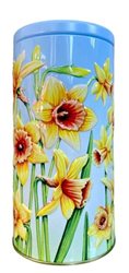 Cylindrical Chocolate Bonbon Tin Daffodils