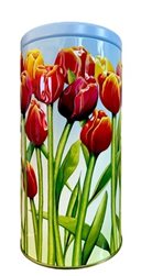 Cylinder Chocolate Bonbon Tin with Tulips