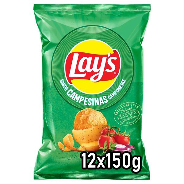 LAY’S Campesinas Sustainable Farming Potato Chips with Vegetable Flavors, 150 g Bags, Pack of 12 (With or Without Gift)-detalle