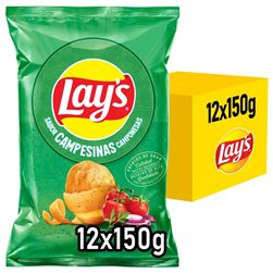 LAY’S Campesinas Sustainable Farming Potato Chips with Vegetable Flavors, 150 g Bags, Pack of 12 (With or Without Gift)