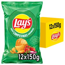 LAY’S Campesinas Chips de Pommes de Terre de Cultures Durables avec Saveurs Végétales, Sacs de 150 g, Pack de 12 (Avec ou Sans Cadeau)