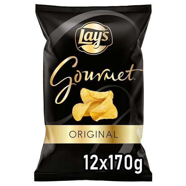 LAY’S Gourmet Patatas Fritas con Sal para Aperitivo Premium, Bolsas de 170 g, Pack de 12-detalle