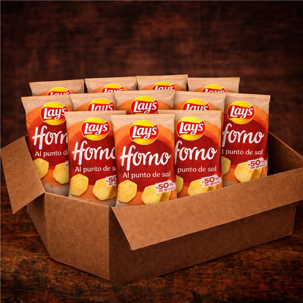 LAY’S Four Pommes de Terre Frites au Four pour Apéritif, Sacs Individuels de 130 g, Pack de 12 (Avec ou Sans Cadeau)-izquierda