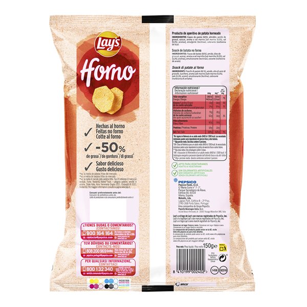 LAY’S Four Pommes de Terre Frites au Four pour Apéritif, Sacs Individuels de 130 g, Pack de 12 (Avec ou Sans Cadeau)-lateral