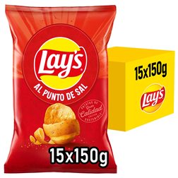 LAY’S Chips de Pommes de Terre Salées pour Apéritif et Consommation Quotidienne, Sacs Individuels de 150 g, Pack de 15 (Avec ou Sans Cadeau)