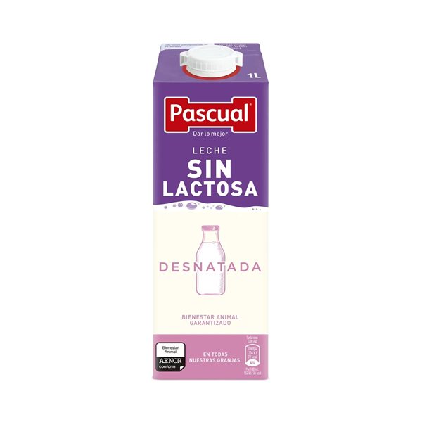 Leche Pascual Desnatada SIN LACTOSA. Pack de 6 briks de 1 litro. ENVÍOS SÓLO A LA COMUNIDAD DE MADRID.-detalle