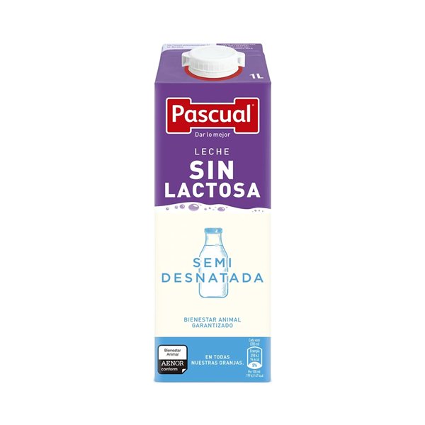 Leche semidesnatada sin lactosa Pascual. Pack de 6 litros. ENVIOS SÓLO A LA COMUNIDAD DE MADRID.-detalle