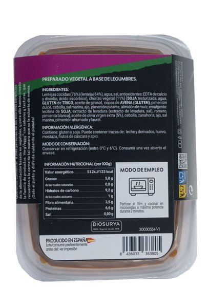 Lentilles vegan Very Veggy 300 g-detalle