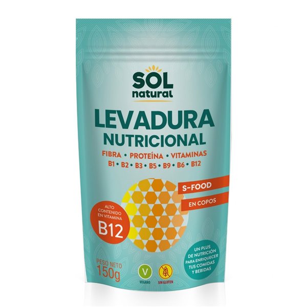 Levadura Nutricional con vit.B 12 150g Sol Natural-trasera