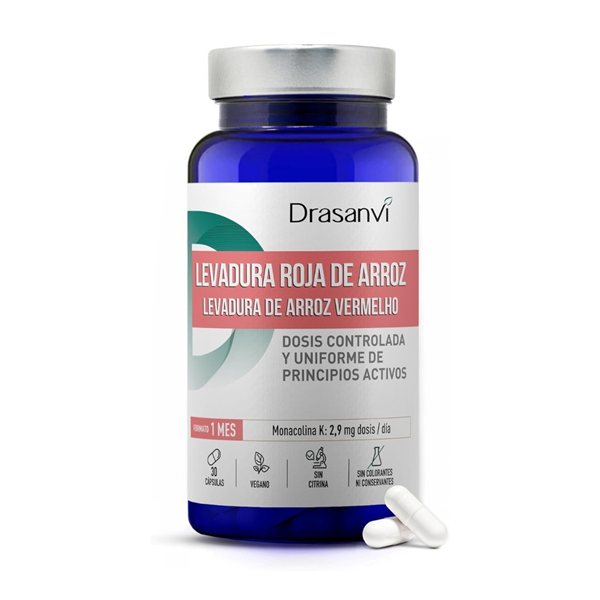 Levure rouge de riz 2,9 mg de monacoline pot de 30 gélules Nutrabasicos Drasanvi-lateral