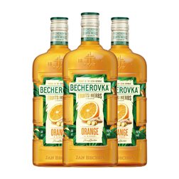 Licor de Hierbas Becherovka Botella Medium 50 cl Ginger — Jengibre, Orange — Naranja (Caja de 3 unidades)