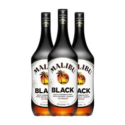 Licores Malibu Black — Negro 1 L Coconut — Coco (Caja de 3 unidades)