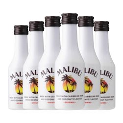 Licores Malibu Botellín Miniatura 5 cl PET (Caja de 6 unidades)