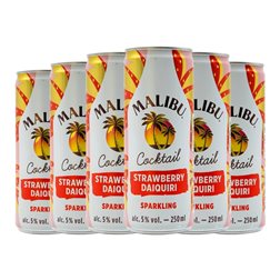 Licores Malibu Sparkling — Espumoso Lata 25 cl Daiquiri, Strawberry — Fresa (Caja de 6 unidades)