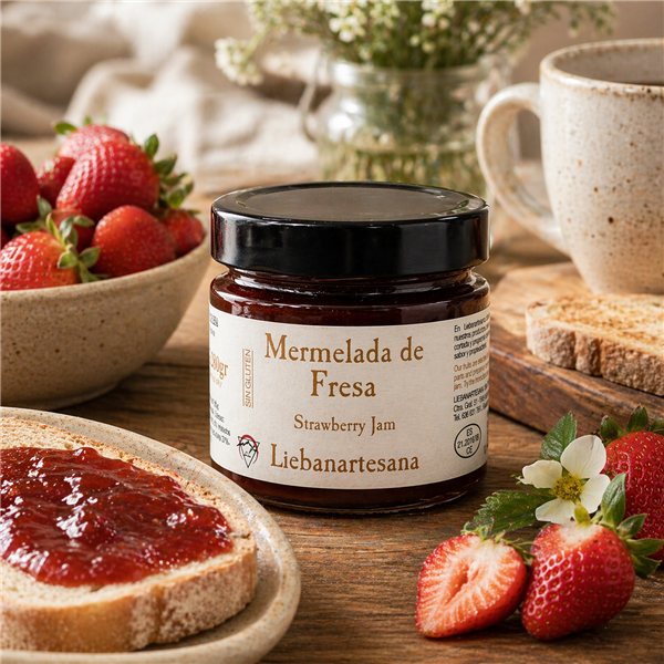 LIEBANARTESANA - Strawberry Jam 280 g | Handmade and Natural Production | Product of Cantabria | Pack of 2 Units-detalle