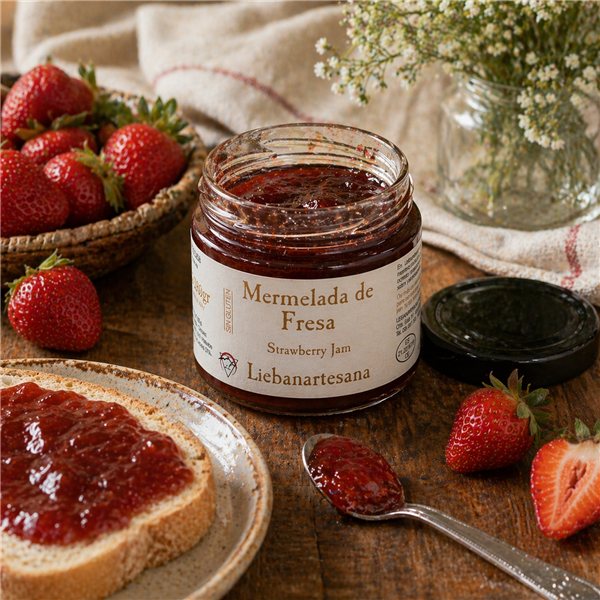 LIEBANARTESANA - Strawberry Jam 280 g | Handmade and Natural Production | Product of Cantabria | Pack of 2 Units-lateral