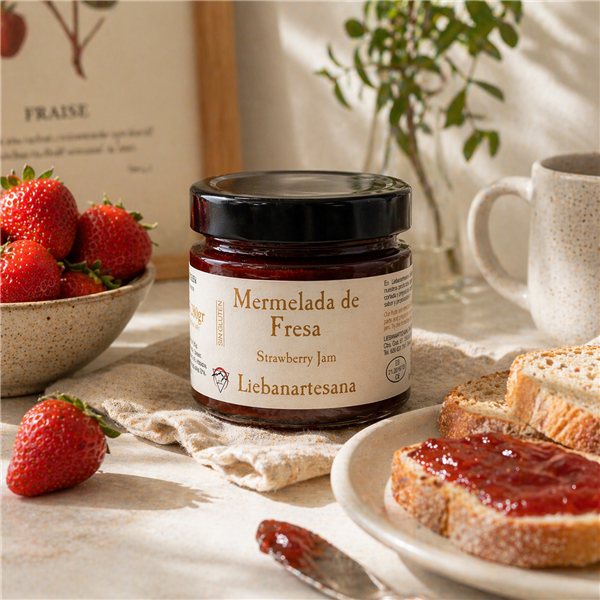 LIEBANARTESANA - Strawberry Jam 280 g | Handmade and Natural Production | Product of Cantabria | Pack of 2 Units-trasera