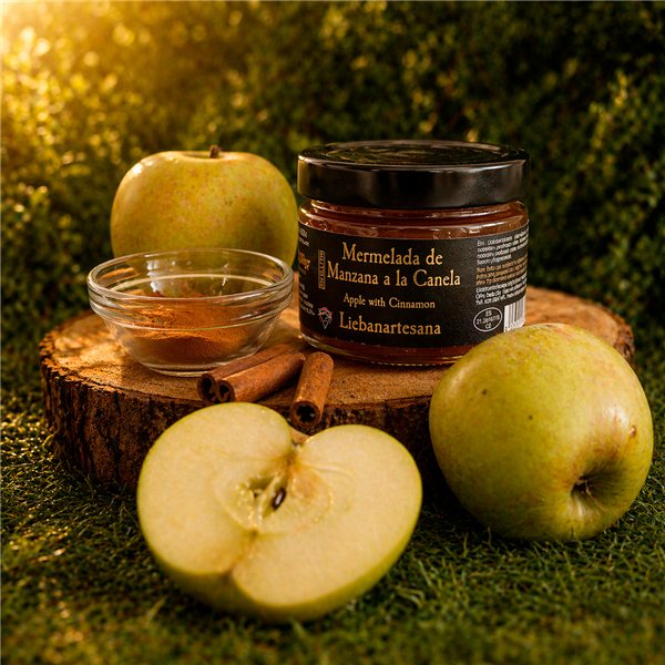 LIEBANARTESANA - Confiture de Pomme à la Cannelle 280 g | Élaboration Artisanale et Naturelle | Produit Cantabrie | Pack 2 Unités-izquierda