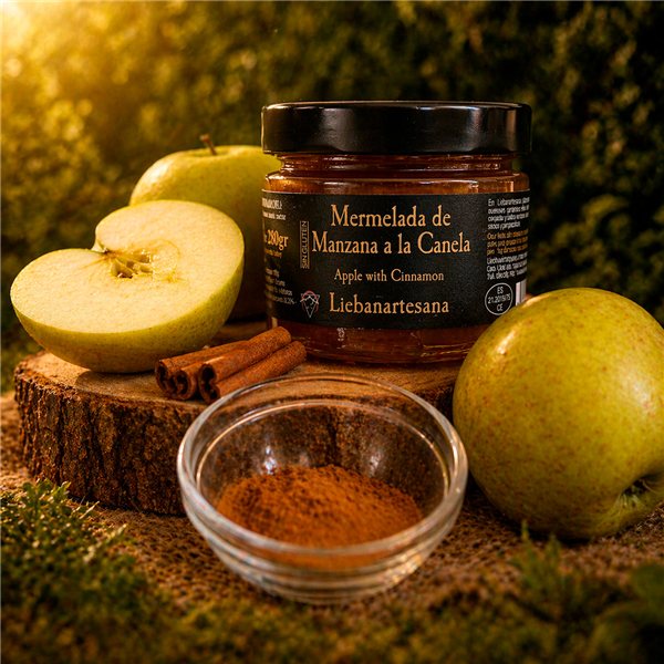 LIEBANARTESANA - Confiture de Pomme à la Cannelle 280 g | Élaboration Artisanale et Naturelle | Produit Cantabrie | Pack 2 Unités-lateral