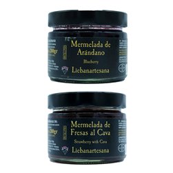 LIEBANARTESANA - Handgemachte Marmeladen Pack 2x280g | Cantabria-Heidelbeere + Erdbeeren in Sekt | Natürliches und traditionelles Produkt aus Cantabria.