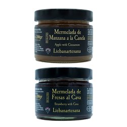 LIEBANARTESANA - Mermeladas Artesanales Pack 2x280g | Fresas al Cava + Manzana y canela | Producto Natural y Tradicional de Cantabria