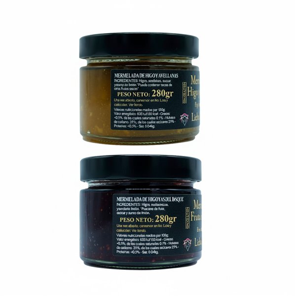 LIEBANARTESANA - Handgemachte Marmeladen-Packung 2x280g | Feigen mit Haselnüssen + Waldfrüchte | Natürlich und traditionell aus Kantabrien.-detalle