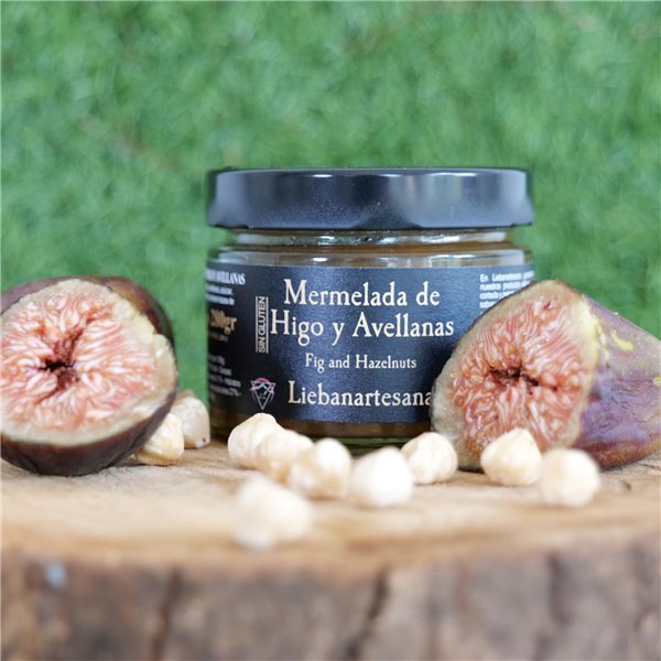 LIEBANARTESANA - Handgemachte Marmeladen-Packung 2x280g | Feigen mit Haselnüssen + Waldfrüchte | Natürlich und traditionell aus Kantabrien.-izquierda