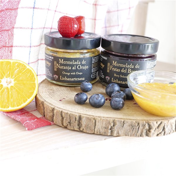 LIEBANARTESANA - Handgemachte Marmeladen Pack 2x280g | Orangenlikör + Waldfrüchte | Natürlich und traditionell aus Kastilien-lateral