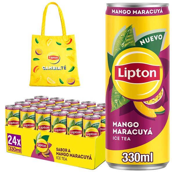 LIPTON Mangue maracuja 330ml, Boisson de Thé, Pack de 24 x 330 ml (avec ou sans cadeau)-detalle