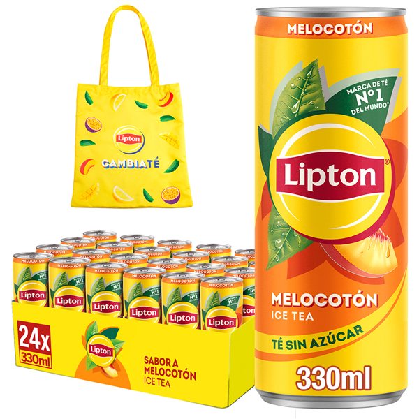 LIPTON Eistee mit Pfirsichgeschmack, zuckerfrei und kalorienarm, Packung mit 24 Dosen à 330 ml, insgesamt 7,92 Liter (mit oder ohne Geschenk)-detalle