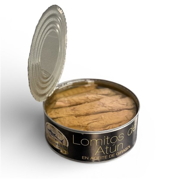 LOMITOS DE ATÚN EN ACEITE DE GIRASOL 1KG LA ALMADRABA se traduce al francés como:

"LOMITES DE THON À L'HUILE DE TOURNESOL 1KG LA ALMADRABA"-izquierda