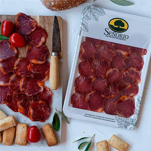 Lomo de bellota 100% ibérico, loncheado, Señorío de Montanera-izquierda