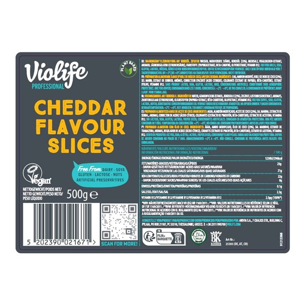 Lonchas veganas CHEDDAR 500g Violife-izquierda
