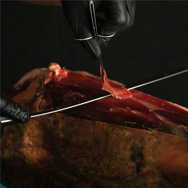 Loncheado de JAMÓN 100% IBÉRICO 5 Encinas, Bellota de 0.5 kg en 5 sobres de 100g.-lateral