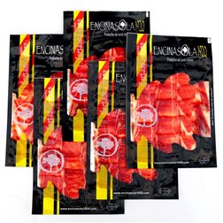 Loncheado de JAMÓN PALETA 100% IBÉRICA de Bellota de 0.5 kg de peso en 5 sobres de 100gramos