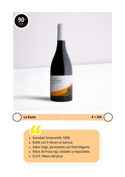 Lot 6 bouteilles. La Duna - Tempranillo 9 mois en fût - 90 points James Suckling.-detalle