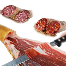 Lote regalo PALETA IBÉRICA BELLOTA de 5 kilos y 1/2 de chorizo y salchichón ibéricos