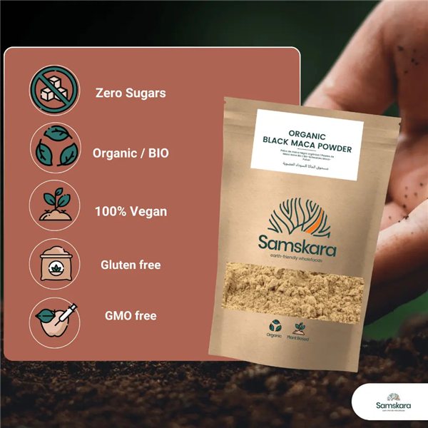 Organic Black Maca Powder - 500g-trasera