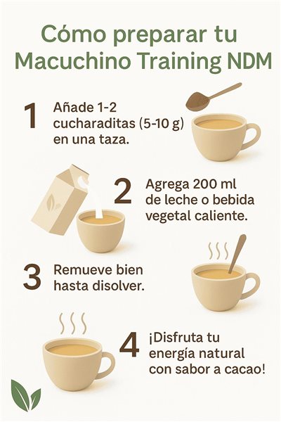 Macuchino Training ECO Geschmack Kakao 100g - Natürliche Mischung mit Maca, Hafer und biologischem Kakao.-detalle