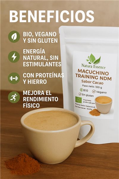 Macuchino Formation ECO saveur cacao 100g - Mélange naturel avec de la maca, de l'avoine et du cacao biologique-izquierda