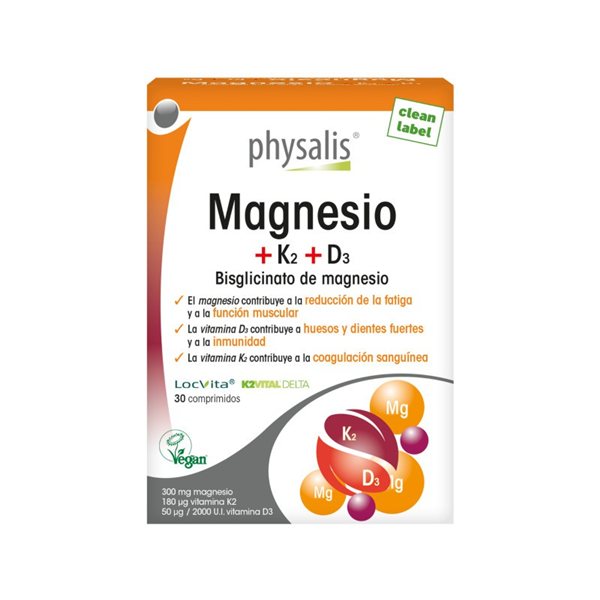 Magnesium + K2 + D3 Vegan 30 tablets Physalis-detalle