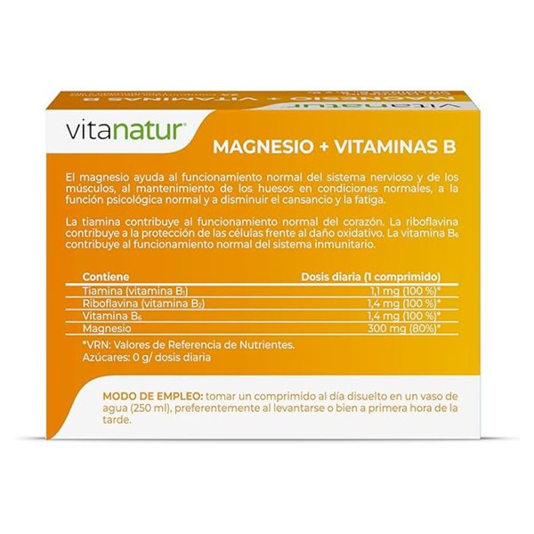 Magnesio + Vitaminas B 24 comprimidos Vitanatur Esencial-lateral