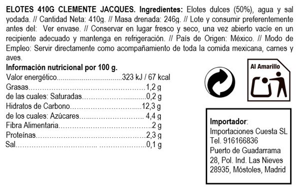 Süßer Mais in Körnern (Elotes) 410g-detalle