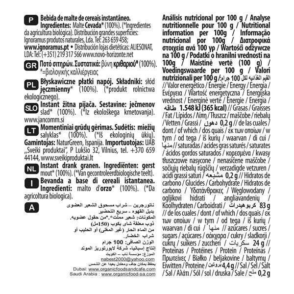 Malta Instantánea Ecológica 100g NaturGreen-izquierda