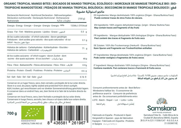 Bocados de Mango Tropical Ecológico BIO - Envasados al Vacío - 700g 700 g-detalle