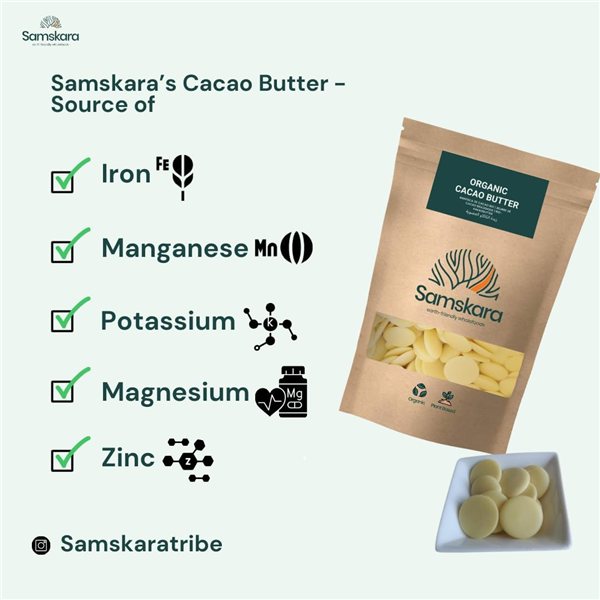 Manteca de Cacao en Obleas | Cruda Raw | De Cultiva Ecológica | Vegana | 100% Natural y Pura | Samskara-lateral
