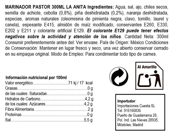 Liquid marinade for "Al Pastor" meat-detalle