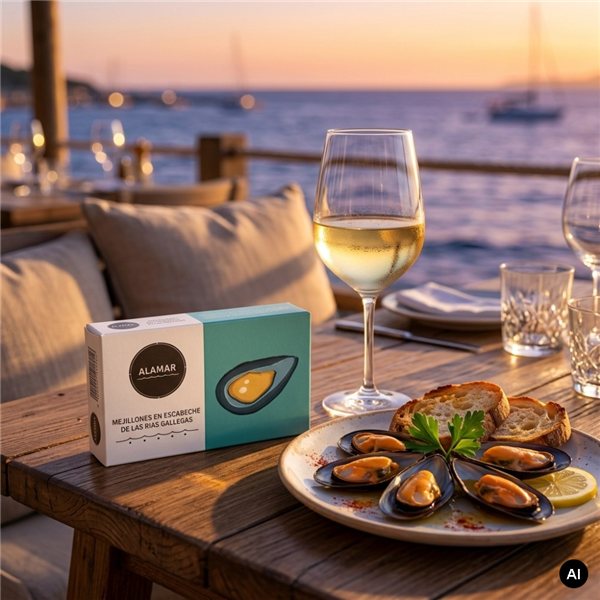 Moules en Escabèche Alamar 4/6 de 125g-lateral